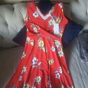 NWT Candie's Red Floral Wrap Tank Dress, Sz S